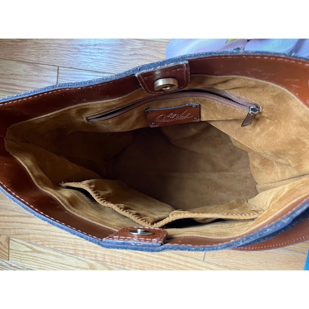 Patricia Nash Harper Leather Shoulder Bag Summer Drawing Boho Tote Purse - Picture 5 of 8